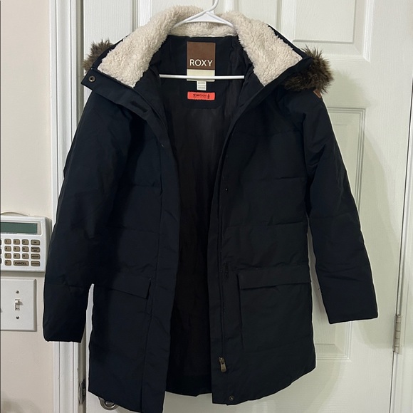 Roxy Black Parka with Faux Fur Trim